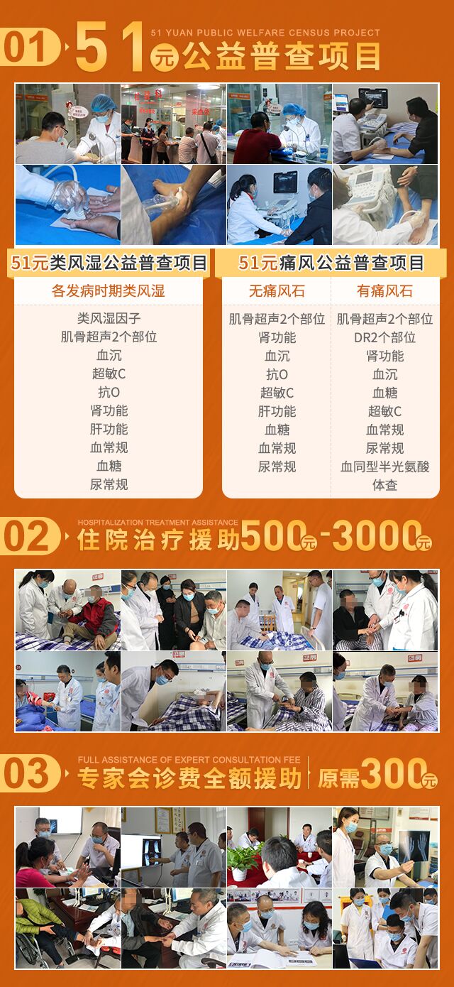 惠民补贴“五一”关爱劳动者，针对痛风风湿确诊及抗复发治疗关键性数据指标，我院优化所需检查和治疗项目